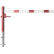 Swing barrier | with pull rope reinforcement | for casting in concrete, hot-dip galvanized and white coated with red reflecting stripes | Barrier arm length: 1500 mm | with Euro profile cylinder lock